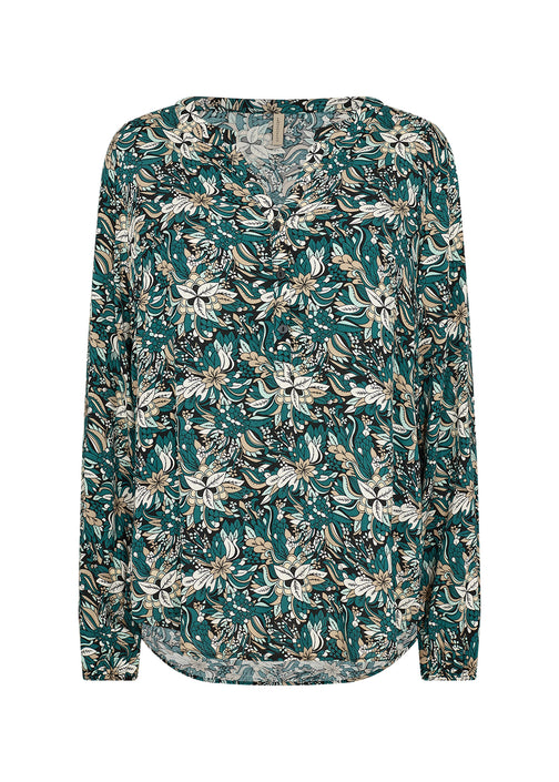 MYNX BOUTIQUE VICTORIA BC GREEN FLORAL LONG SLEEVE BLOUSE