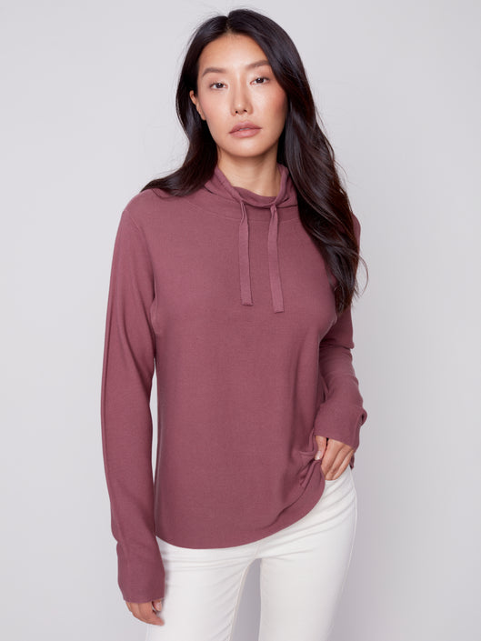 BYNX BOUTIQUE - CHARLIE B PLUM, COWL NECK SWEATER