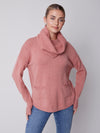 MYNX BOUTIQUE - CHARLIE B ROSE PINK SWEATER WITH POCKETS, DETACHABLE SCARF