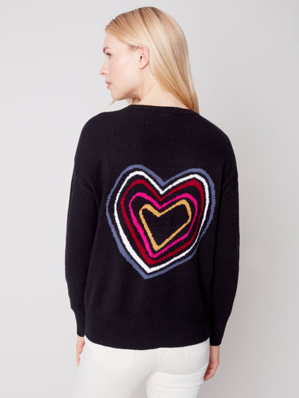 CHARLIE B SWEATER WITH BACK MUTICOLOURED HEARTS