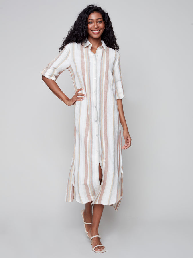 Mynx Boutique - CHARLIE B STRIPED LINEN/COTTON DRESS Mynx Boutique - CHARLIE B STRIPED LINEN/COTTON DRESS