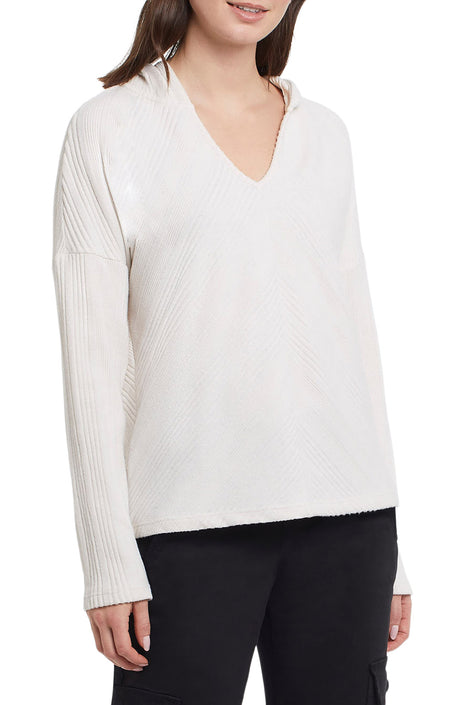 TRIBAL CREAM SWEATER WITH HOOD