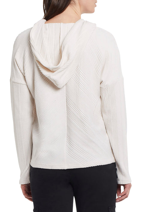 TRIBAL CREAM SWEATER WITH HOOD